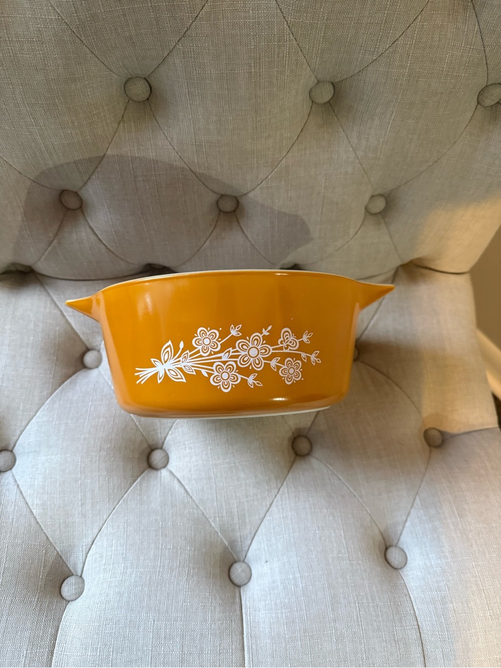 Vintage Pyrex Golden Butterfly Casserole Dish | Retro Milk Glass Bakeware